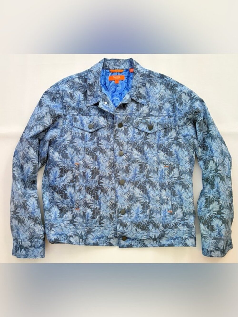 Tallia Sport Men's Blue Leaf Trucker Jacket Cotton Stretch size Large - Picture 6 of 16